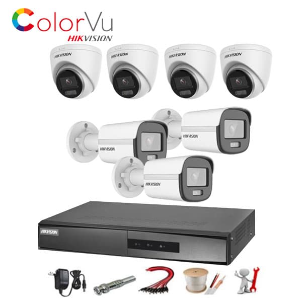 Trọn Bộ 7 Camera Hikvision IP 2MP ĐÊM CÓ MÀU