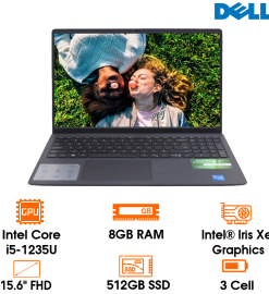 Laptop Dell Inspiron 15 3520 - Carbon Black - 15.6 FHD WVA; Intel Core i5-1235U; 8GB; 512GB SSD; WF6 + BT5.2; Polyc; Win11H+ OfficeHS21; 1Y IH (N3520-71027003)