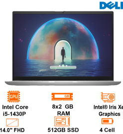 Laptop Dell Inspiron 14 5430 - Silver - 14" FHD+; Intel Core i5-1340P; 16GB(2x8); 512GB SSD NVMe; WF6e + BT5.2; Polyc; Win11H+ OfficeHS21; 1Y IH (N5430-N4I5497W1-SILVER)