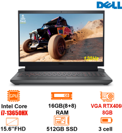 Laptop Dell G15 Gaming - Grey - 15.6 FHD 120Hz; i7-13650HX; 16GB(8+8);512GB SSD+ M.2 PCIe;VGA RTX4060 8GB; WF6 +BT5.2; Polyc; LedKB RGB; Win11H SL + Office HS21; 1Y IH (G15-5530-I7H165W11GR4060)