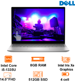 Laptop Dell Inspiron 14 7430 2-in-1 - Silver - 14 FHD+ Touch WVA; i5-1335U; 8GB on 4800; 512GB SSD; WF6 E+ BT5.2; Alu A,C; FG + Pen + LedKB; Win11H+ OfficeHS21; 1Y IH (T7430-N7430I58W1-SILVER)