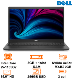 Laptop Dell Latitude 3520 - Black - 15.6 FHD; i5-1135G7; 8GB+ 1slot; 256GB SSD; VGA 2GB MX450; WF6+ BT5.1; Polyc; 3cell 41Whr; Dos; 1Y (L3520-71012511)