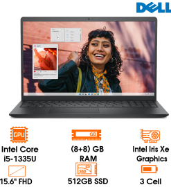 Laptop Dell Inspiron 15 3530 - Black - 15.6 FHD WVA; i5-1335U; 16GB(8+8);  512GB SSD;WF6 + BT5.0; Polyc; Win11H+ OfficeHS21; 1Y IH (N3530-N5I5791W1-BLACK)