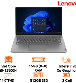 Laptop Lenovo V14 G4 IAH -Grey- 14" FHD IPS 300nits; Intel Core i5-12500H; 16GB 3200(8+8); 512GB SSD PCIe + 2.5 HDD; WF6e+ BT5.1+ Lan; Polyc; Win11H; 1Y (V14-G4-83FR000UVN)