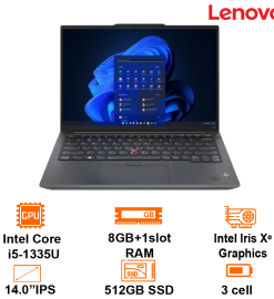 Laptop Lenovo Thinkpad E14 Gen 5 -Black- 14" WUXGA (1920x1200) IPS 300nits; Intel Core i5-1335U; 8GB on 3200+ 1 slot; 512GB NVMe M.2 2242+ 1 M.2; WF6+BT5.1; Alu A;D; Dos ; 2Y (E14-G5-21JK006QVA)