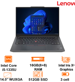 Laptop Lenovo Thinkpad E14 Gen 5 -Black- 14" WUXGA (1920x1200) IPS 300nits; Intel Core i5-1335U; 16GB 3200(8 on+ 8); 512GB NVMe M.2 2242+ 1 M.2; WF6+BT5.1; Alu A;D; Dos ; 2Y (E14-G5-21JK0069VA)