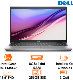 Laptop Dell Latitude 5520 - Gray - 15.6 FHD; Intel Core i5-1145G7 Vpro; 8GB+ 1slot; 256GB SSD + M.2; WF6 + BT5; Lan; Alu; 4Cell 63Whr; Dos; 1Y (L5520-WNX3K)