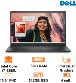 Laptop Dell Inspiron 15 3530 - Black - 15.6 FHD WVA; i7-1355U; 8GB;  512GB SSD; WF6 + BT5.0; Polyc; Win11H+ OfficeHS21; 1Y IH (N3530-71011775)