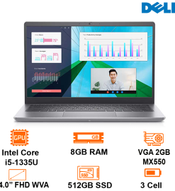 Laptop Dell Vostro 3430 - Gray- 14 FHD WVA; Intel Core i5-1335U; 8GB; 512GB SSD; VGA 2GB MX550; Polyc; WF5+ BT5.2+ Lan; Win11H+ OfficeHS21; 1Y IH (V3430-60YGM)