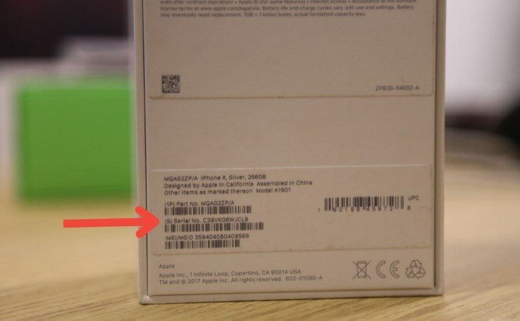 Tìm thông số serial trên hộp iPhone Tìm số serial trên hộp iPhone