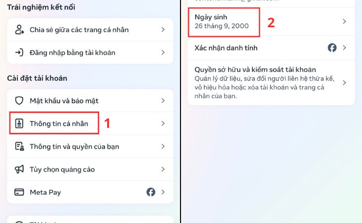Bạn cần chọn “Thông tin cá nhân” trong phần “Cài đặt tài khoản” để chỉnh sửa ngày sinh của mình trên Facebook Bạn cần chọn “Thông tin cá nhân” trong phần “Cài đặt tài khoản” để chỉnh sửa ngày sinh của mình trên Facebook