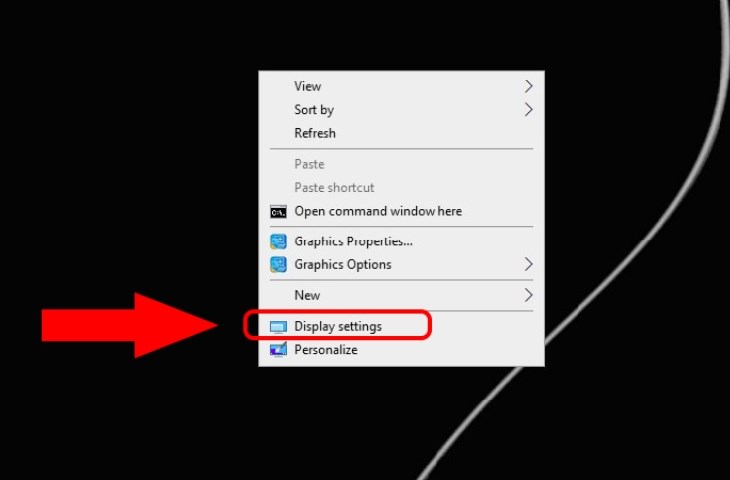Nhấn chuột phải vàomàn hình, chọn Display settings Nhấn chuột phải vào màn hình rồi chọn Display settings