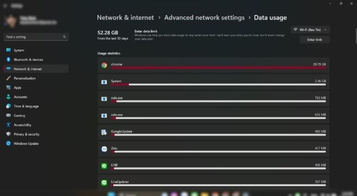 Người dùng sẽ xem được dung lượng mạng Wifi đã sử dụng Người dùng sẽ xem được dung lượng mạng Wifi đã sử dụng