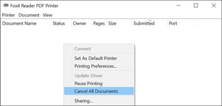 Chọn Cancel All Document Chọn Cancel All Document