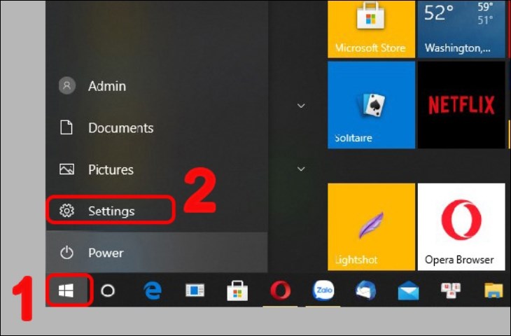 Mở ứng dụng Settings Mở ứng dụng Settings