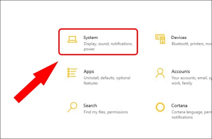 Nhấn chọn System Nhấn chọn System