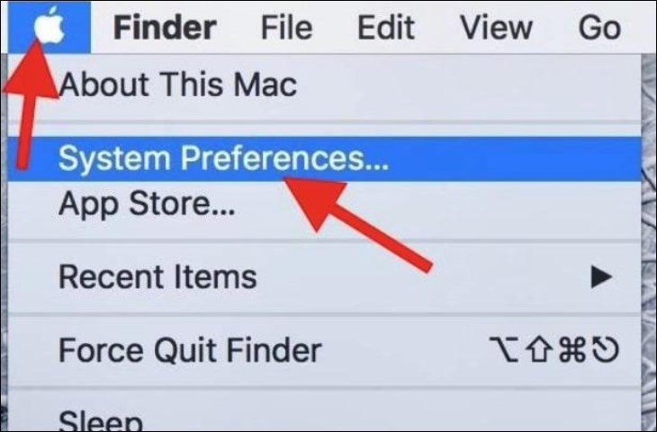 Nhấn nút Apple và chọn System Preferences Nhấn nút Apple và chọn System Preferences