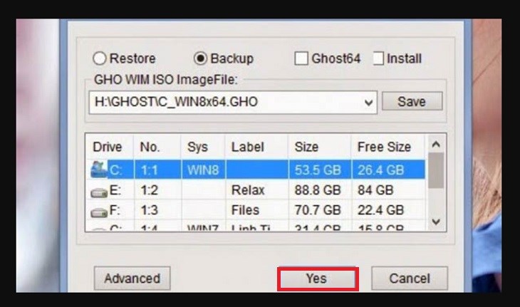 Nhấn Yes để reset lại ổ đĩa Nhấn Yes để reset lại ổ đĩa