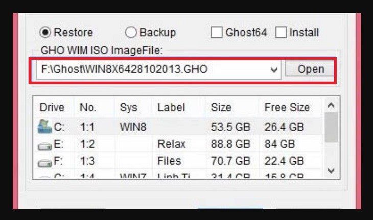 Chọn nơi lưu file ghost Chọn nơi lưu file ghost