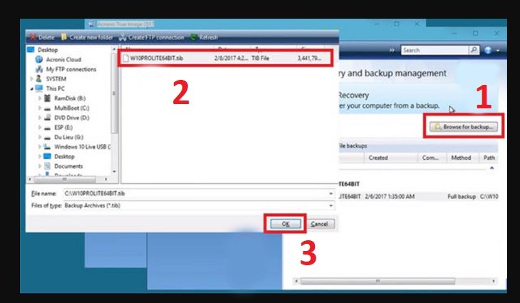 Khởi chạy phần mềm Acronis True Image Khởi chạy phần mềm Acronis True Image