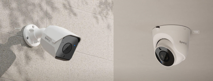 Synology vừa ra mắt hai dòng camera an ninh mới: BC500 (trái) và TC500 (phải).