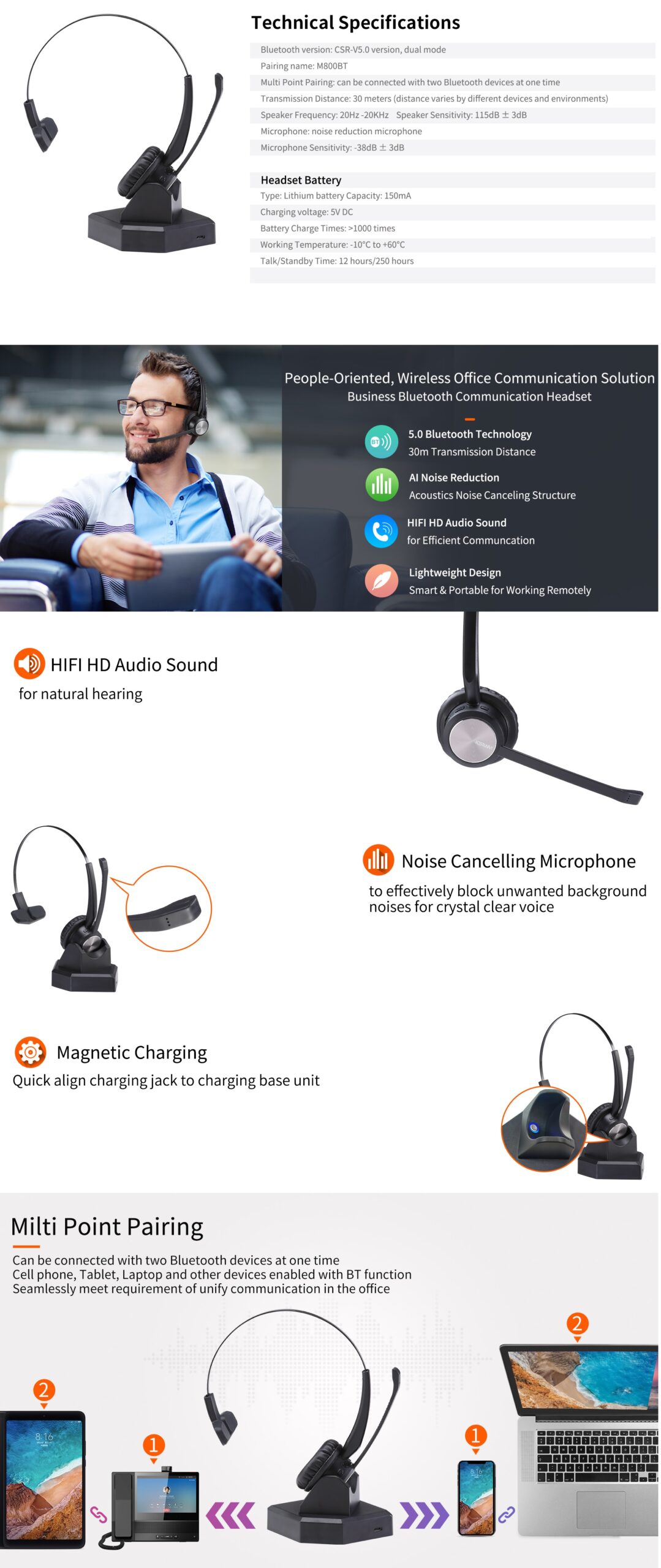 Tai nghe khong day Bluetooth MRD-800BT