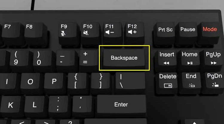 Nhấn vào nút Backspace để xoá số trang
