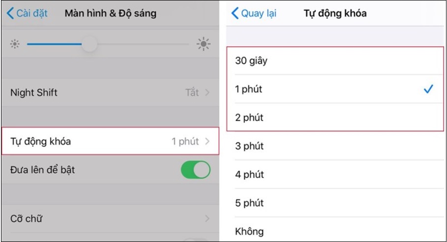 Tắt/khóa màn hình càng nhanh thì càng tiết kiệm điện