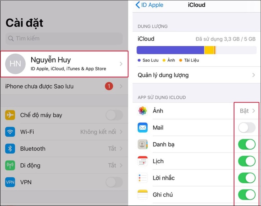 Dừng đồng bộ hóa iCloud