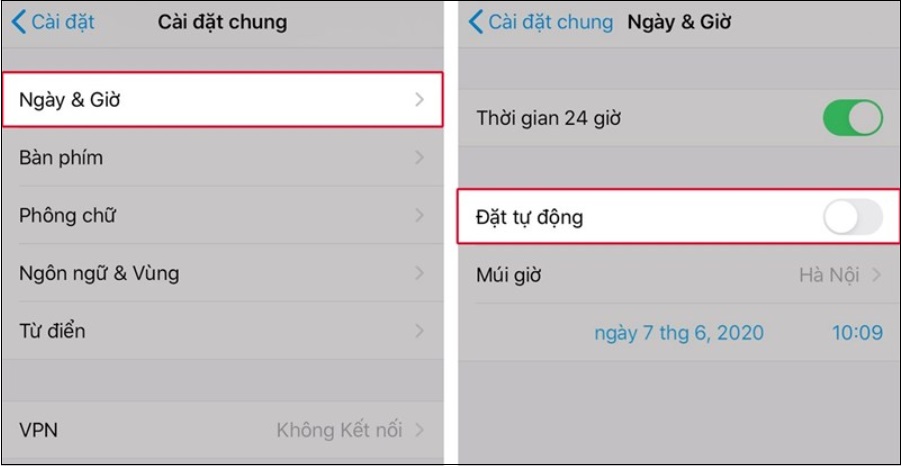 Tắt chức năng cập nhật thời gian tự động