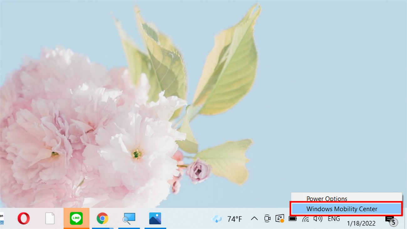 Nhấn chọn Windows Mobility Center.