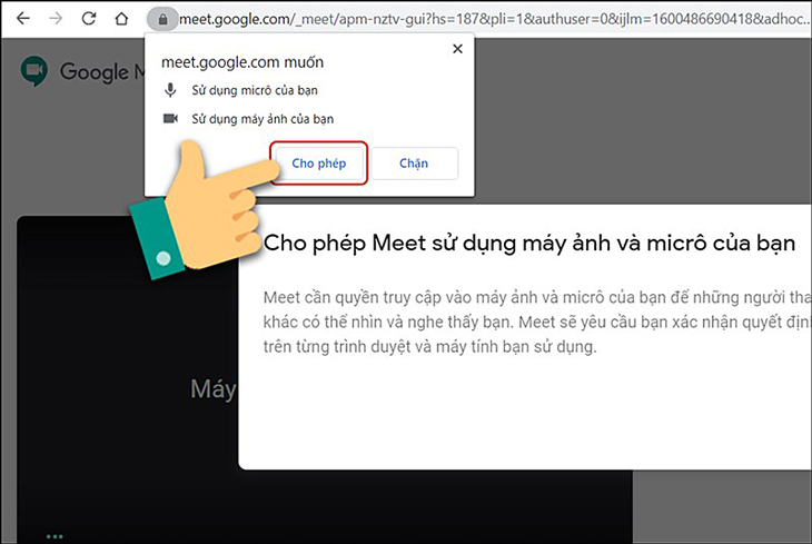 Cho phép sử dụng Mic, camera. Cho phép sử dụng Mic, camera.