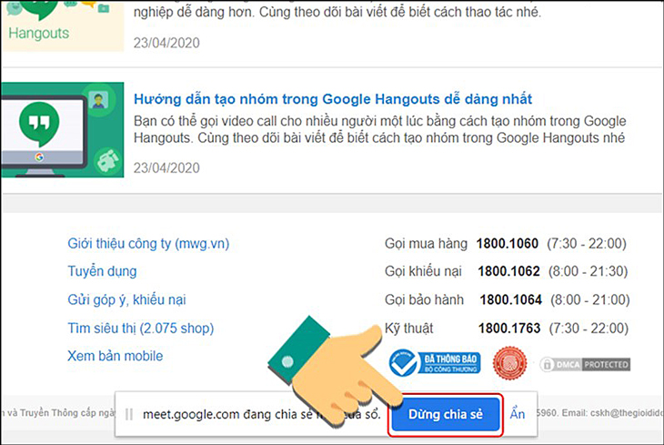 Dừng chia sẻ màn hình. Dừng chia sẻ màn hình.