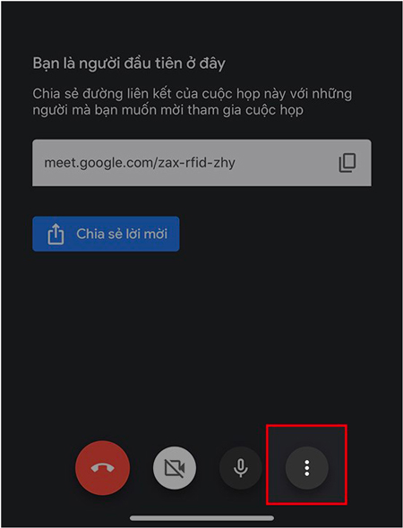 Để bắt đầu buổi học, họp online bạn thực hiện nhấn vào biểu tượng 3 dấu chấm ở bên phải biểu tượng micro Để bắt đầu buổi học, họp online bạn thực hiện nhấn vào biểu tượng 3 dấu chấm ở bên phải biểu tượng micro