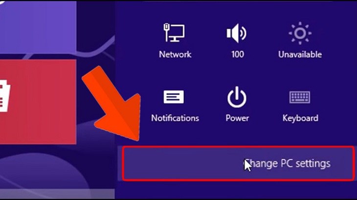 Bạn tiếp tục chọn vào mục Change PC Settings
