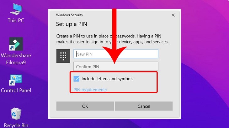 Bạn nhấn chọn Include letters and symbols để đặt mật khẩu với ký tự đặc biệt