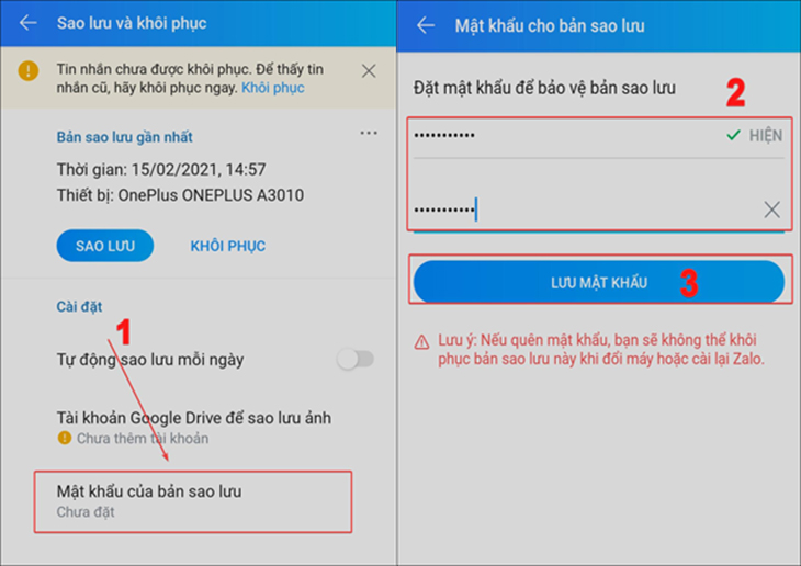 Bước đặt mật khẩu cho bản dữ liệu sao lưu Bước đặt mật khẩu cho bản dữ liệu sao lưu