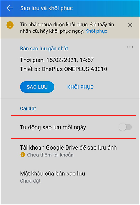 Bật tính năng Bật tính năng