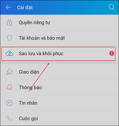 Nhấn vào mục Nhấn vào mục