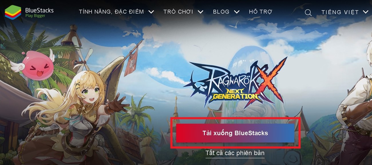 Bạn truy cập vào website bluestacks.com, tải file cài đặt BlueStacks về máy tính