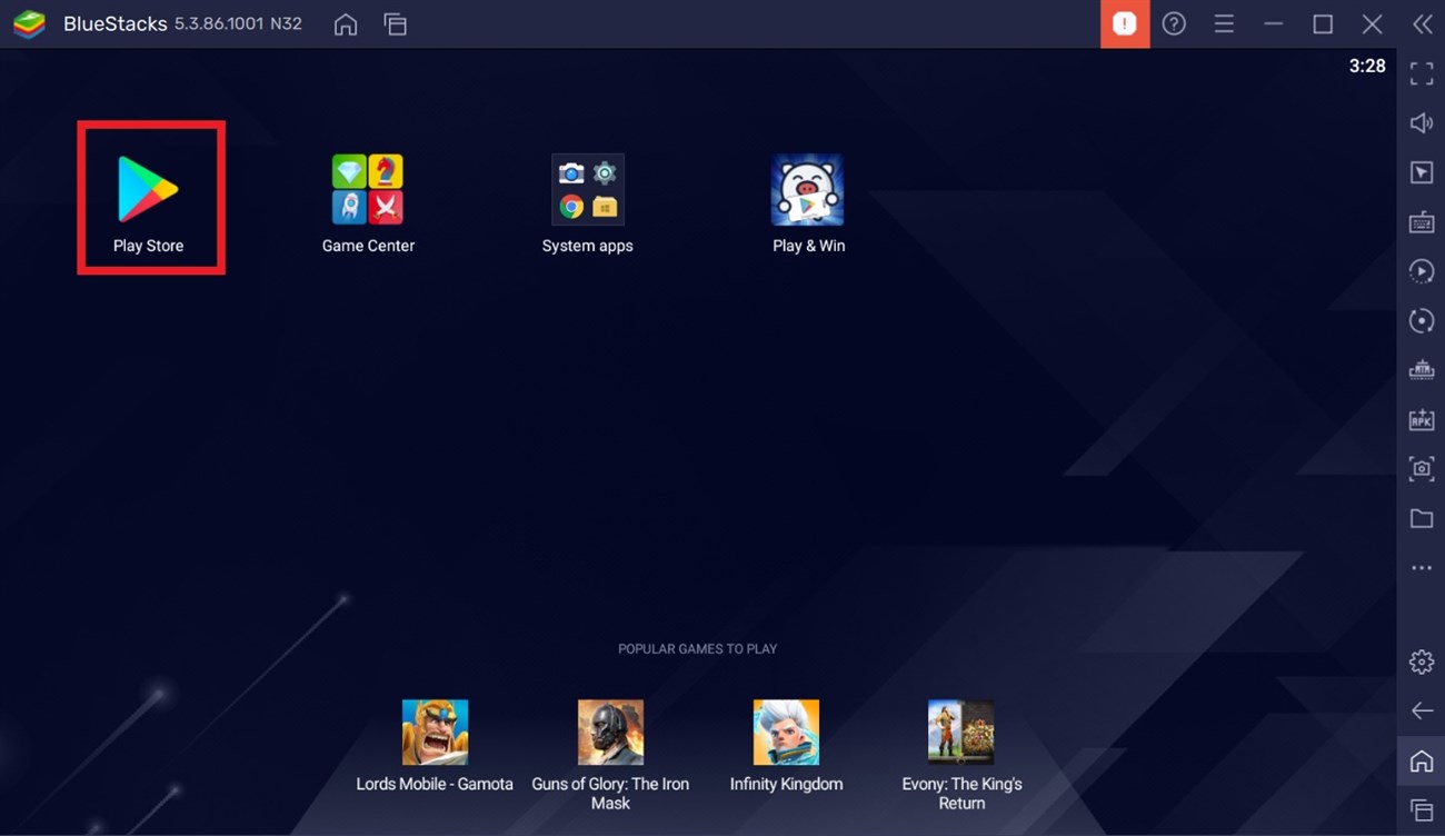 Sau khi quá trình cài đặt hoàn tất, bạn chọn vào biểu tượng CH Play trên màn hình chính của Bluestacks