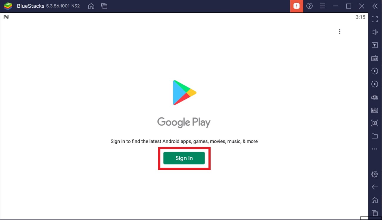 Bạn chọn Sign in để đăng nhập vào CH Play