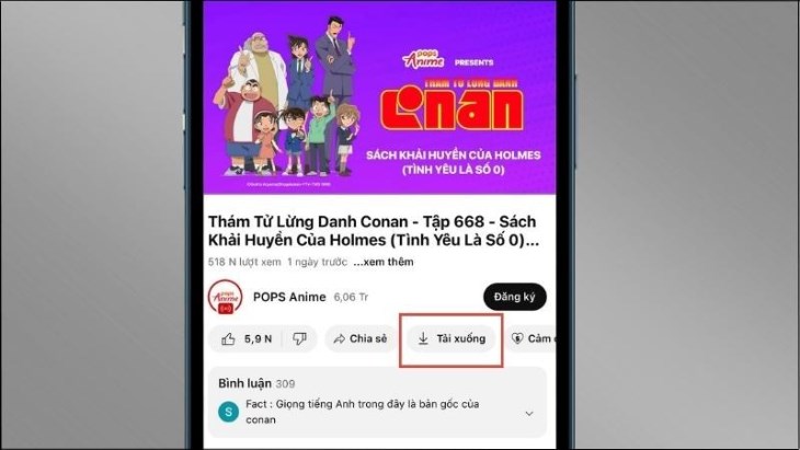 Chọn tải xuống bên dưới video