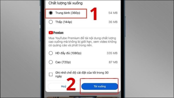 Chọn chất lượng tải xuống mong muốn và chọn Tải xuống