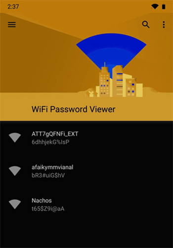 Giao diện của App khôi phục mật khẩu Wifi