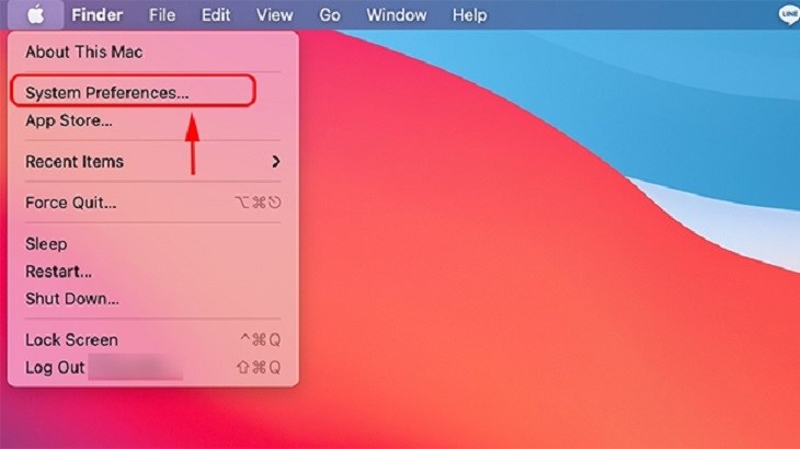 Bạn chọn System Preferences trên thanh menu Apple Bạn chọn System Preferences trên thanh menu Apple