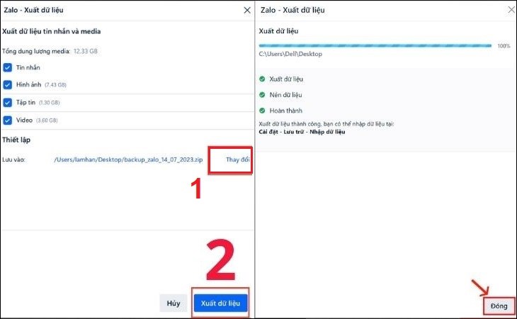Chọn vị trí sao lưu dữ liệu Zalo rồi nhấp Chọn vị trí sao lưu dữ liệu Zalo rồi nhấp