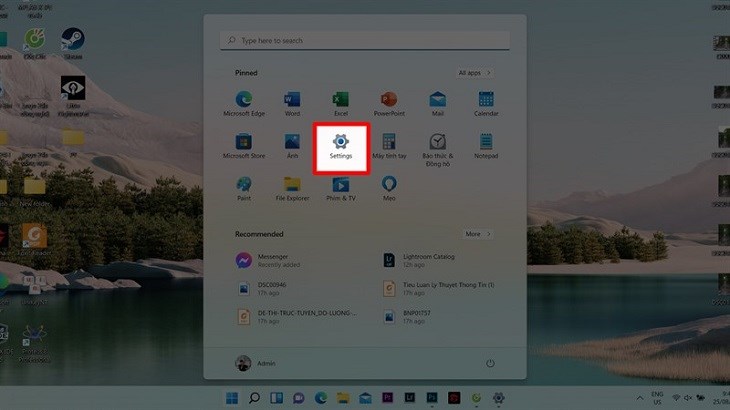 Để xuất hiện mục Settings, bạn nhấn đồng thời phím Windows + i ở bàn phím