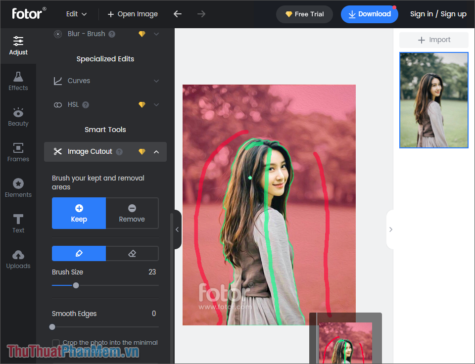 Cách tách nền cho ảnh bằng Fotor