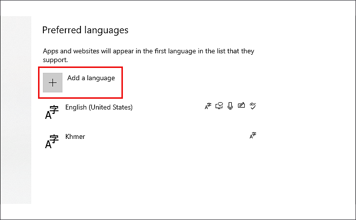bạn chọn Add a language. bạn chọn Add a language.